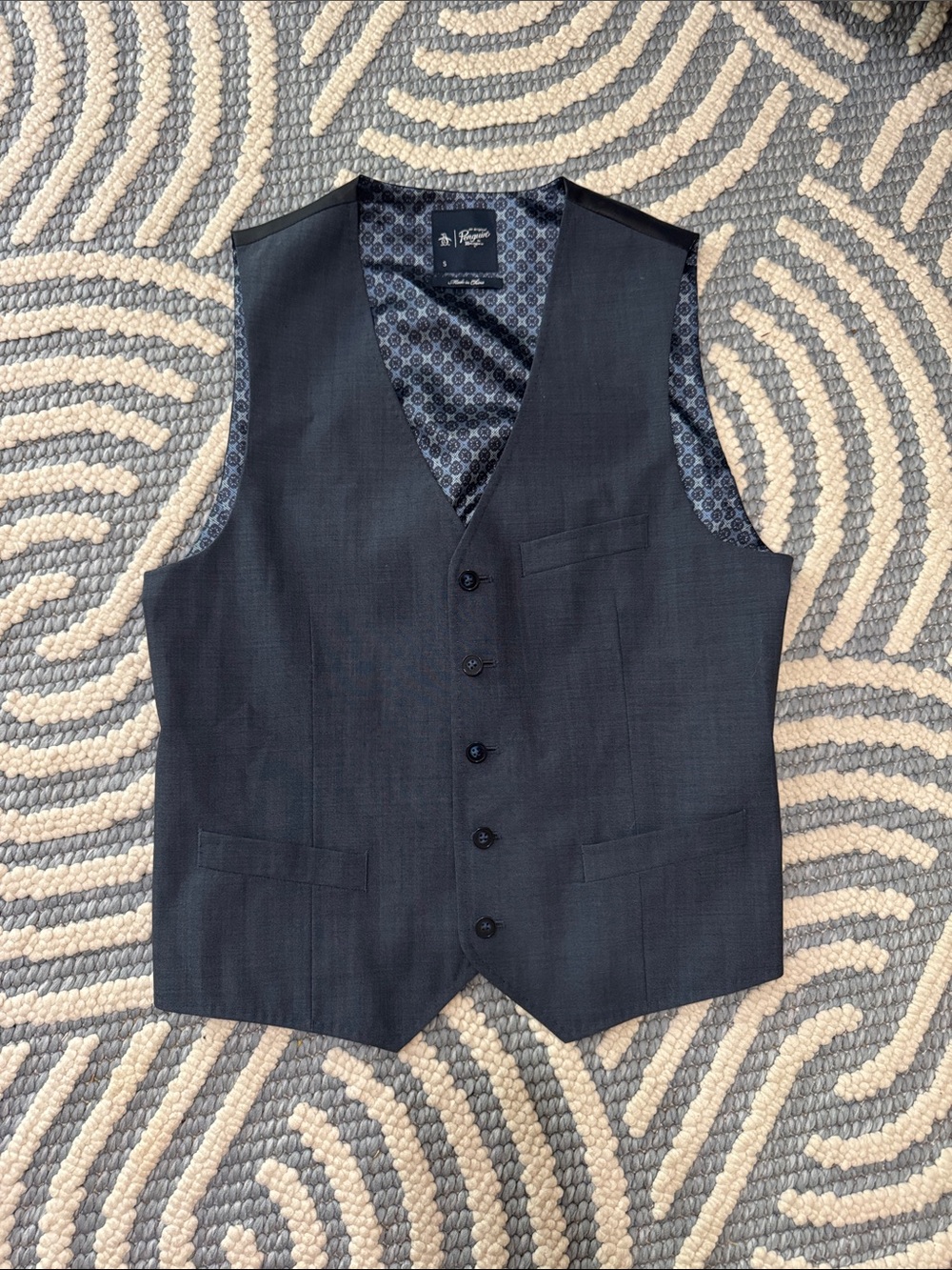 Original Penguin Blue Night Wool Blend Suit Vest NWT Size S